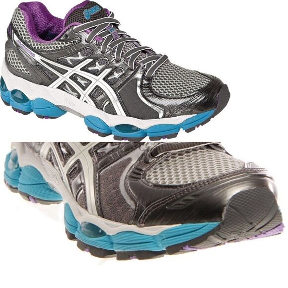 NEW w/Box Asics GEL Nimbus 14 Grey Purple Turquoise Womens Running Shoes 7 US - Picture 4 of 8